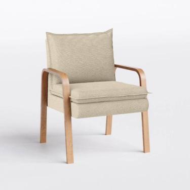 Imagem de Poltrona Decorativa Bela em Linho Brooks Bege - Home Mobily