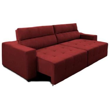 Imagem de Sofá Top Lubeck 2 metros 3 Lugares Reclinável e Retrátil Suede Vermelh