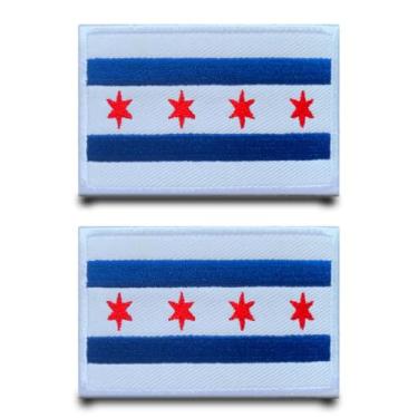 Imagem de 2 peças de patch militar tático da cidade de Chicago com fixador bordado a ferro no aplique de aplique de emblema para roupas, jeans, jaqueta, colete, bolsas, bonés, chapéus, mochilas