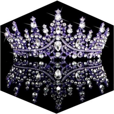Imagem de TOBATOBA Tiaras roxas com coroa roxa, tiaras e coroas de strass para mulheres, tiara de casamento para coroa da rainha da noiva, tiara de princesa real de quinze anos para aniversário, formatura, concurso, Halloween, cosplay