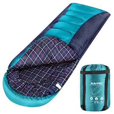 Imagem de RISEPRO Saco de dormir leve, portátil, impermeável 3-4 estações saco de dormir quente para clima frio para adultos e crianças - interior e exterior: campismo, mochila, caminhadas (verde)