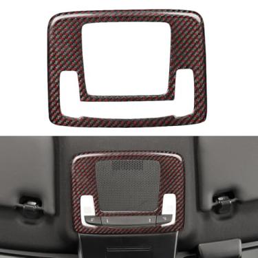 Imagem de JSWAN Capa de acabamento de painel de luz de leitura de carro de fibra de carbono vermelha preta adequada para 11ª geração Civic Type R FL5 Typer cobertura de lâmpada de leitura de teto frontal