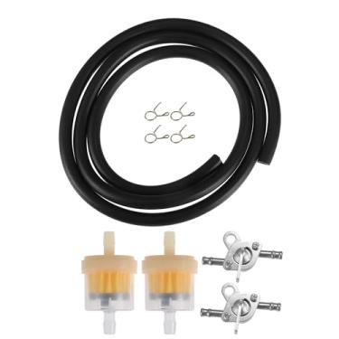 Imagem de X AUTOHAUX 1 conjunto de braçadeiras de mangueira de linha de combustível de motocicleta filtros de combustível com 2 válvula de desligamento em linha Petcock para CRF50 70 90 150CC ATV Moped Scooter