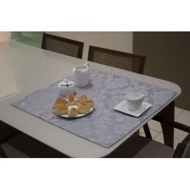 Imagem de Toalha de Chá Centro de Mesa Quadrada Jacquard Luxo 0,70x0,70 - Cinza 