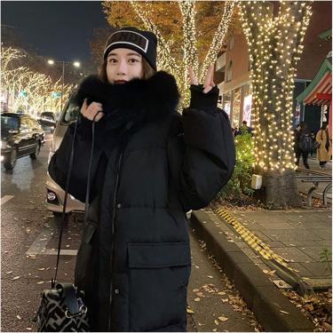 Imagem de Jaqueta ultra quente e à prova de vento feminina dupla face jaqueta longa de inverno com capuz branco casaco quente parkas neve outwear estilo coreano, preto, 3