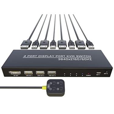 Imagem de DiamondTiger Computadores Kvm Switch 4 - Kvm Switch Displayport, Um Switch de Monitor para Compartilhar Mouse, Teclado, Impressora, Dispositivo Usb 2.0 e Monitor Ultra Hd, Suporte 4K @ 60 Hz, 4 Dp e 4