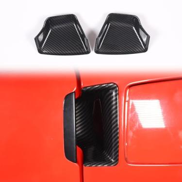 Imagem de Capas adesivas de tigela de maçaneta de porta externa de carro compatíveis com Chevy Corvette C6 2005-2013, alça de porta, antiarranhões, acessórios adesivos protetores (padrão de fibra de carbono)