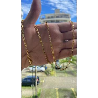 Imagem de Cordão tijolinho 3mm - banhado a ouro - ToJoia18k, 70cm