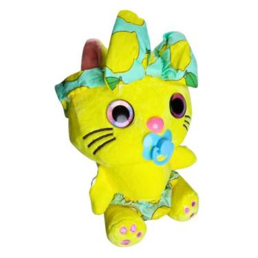Imagem de Gatinho Amarelo de Chupeta Pelúcia Plush 21cm Fofinho - SS, Azul