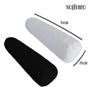 Imagem de Kit 02 Capas para Rolo de Cabeceira Solteiro 85x20cm Branco e Preto Ar