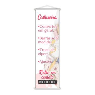Imagem de Banner Costureira Entre em Contato Costura Lona 100x30cm - PlimShop