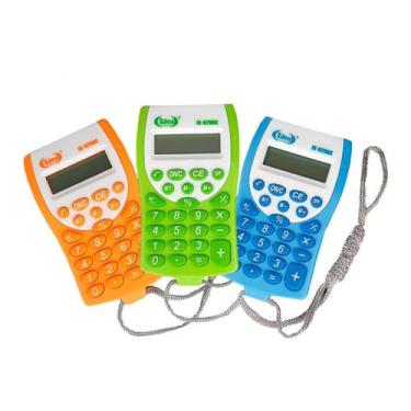 Imagem de Kit 50 Calculadora Pequena Cordão Pescoço Para Estudantes 9296C - IDEA