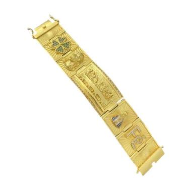 Imagem de Bracelete 35 mm Santa Ceia Jesus Fé Trevo - Banhado a Ouro - ToJoia18k