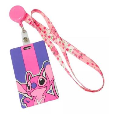 Imagem de Porta Cartão Ou Crachá Da Angel Lilo Stitch Emborrachado Rosa - Cracha