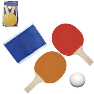 Imagem de Raquete de ping pong com 2 peças + bolinha + suporte + rede - MCC BRIN