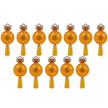 Imagem de Sinalizador Viario Solar Kit 12 Uni Obra Sinalizaçao Cone Rua Estrada Rodovia Obra Segurança Iluminaçao 