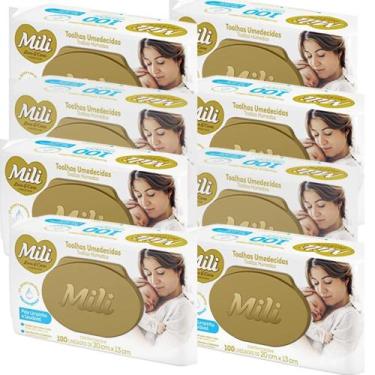 Imagem de Lenço Umedecido Mili Love & Care 8 Pacotes c/ 100 (Total: 800 lenços) 