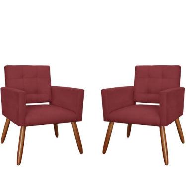 Imagem de Combo 02 Poltronas Decorativas Camila Pés Palito Suede Bordô - DS Esto