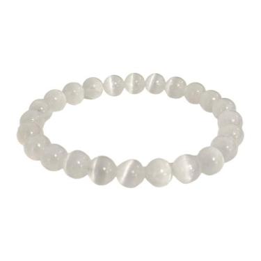 Imagem de Pulseira Pedra Selenita Natural Esfera 8mm - Purificação - Equilíbrio 