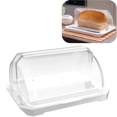 Imagem de Porta Pão Premium Branco Solido Com Tampa Transparente De Plastico Coz