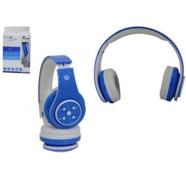 Imagem de Fone De Ouvido Bluetooth Sd Mp3 Fm Knup Kp-368 - Azul e Branco