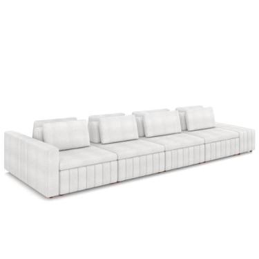 Imagem de Sofá Ilha Living com Puff 505cm Siesta M22 Bouclê Branco - Mpozenato, 