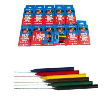 Imagem de 24 caixas Giz de cera c/6 cores fino total 144 giz coloridos - Genéric
