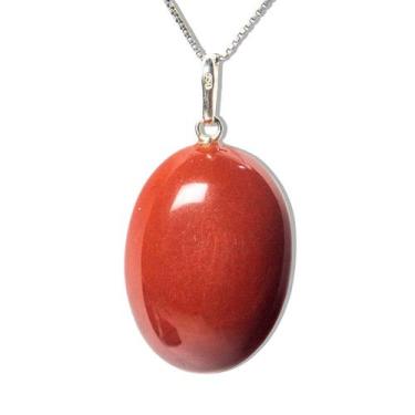 Imagem de Colar Cabochão Jaspe Vermelho Castoação Montagem Prata 950 - Cristaisd