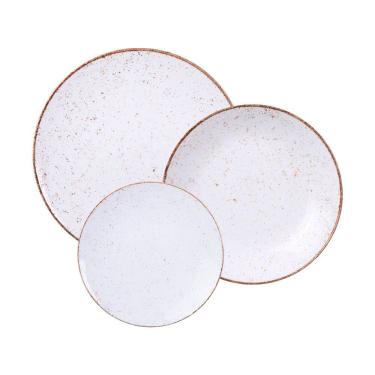 Imagem de Jogo de Pratos Tramontina Rústico Marrom 12 Peças em Porcelana Decorada