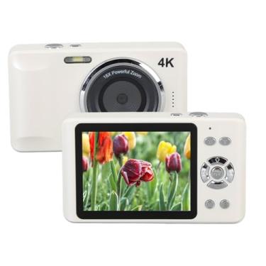 Imagem de Câmera Digital 4K, Câmera Vlogging de 64 MP, Zoom Digital 18X Com Foco Automático e Câmera Digital Com Anti-vibração para Adolescentes Adultos Iniciantes, USB Tipo C (WHITE)