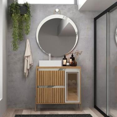 Imagem de Gabinete de Banheiro 80cm com Cuba e Espelho Ref 820 Cewal - Itapuã/Th