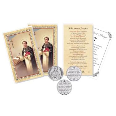 Imagem de Cartão de oração de São Tomás de Aquino - Moeda de São Tomás de Aquino, Cartão de Oração do Senhor - Cartão laminado de São Tomás de Aquino - Cartão de Oração de São Tomás de Aquino, Conjunto temático