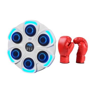 Imagem de Dynwave Máquina de boxe musical, dispositivo eletrônico de treino de alvo de parede de boxe com luvas de boxe infantil, treinador de boxe para fitness sanda, Branco