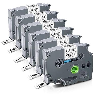 Imagem de Unismar Compatível com Brother TZe-111 TZe111 Tze 6 mm fita de etiqueta laminada preta sobre transparente para Ptouch PT-D200 PT-D210 PT-D600 PT-D400 PT-H100 PT-H110 PT-1290 1280 etiquetadora, 1/10.2