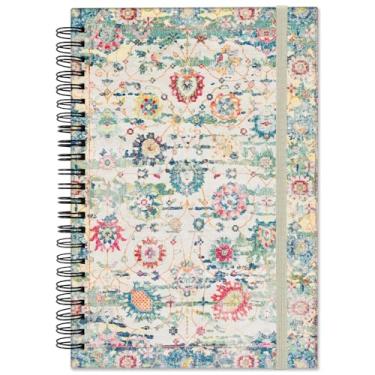 Imagem de Cabreche Caderno espiral, diário de capa dura, caderno espiral pautado largo, tamanho A5 14 x 21 cm, papel grosso de 80 g/m², 60 folhas 120 páginas, para meninas, mulheres, estética escolar fofo, boêmio, flores coloridas