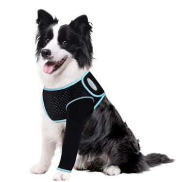 Imagem de Comwish Manga de recuperação para cães, proteção frontal da perna após cirurgia, manga de perna de cachorro para parar de lamber, morder e manter seco, lavável na máquina, impermeável, resistente à