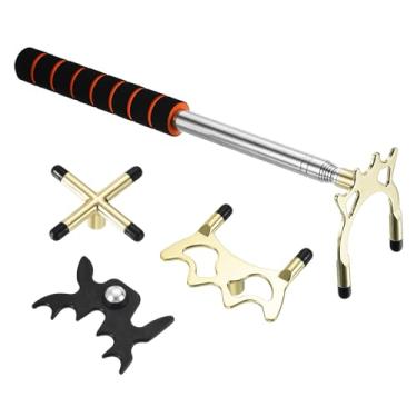 Imagem de PATIKIL Ponte retrátil para taco de bilhar, acessório de taco de sinuca de EVA com cabeça de ponte baixa/alta/cruzada de metal removível para competição de mesa de sinuca, dourado/preto