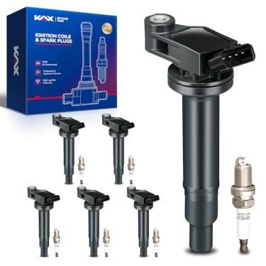 Imagem de KAX Conjunto de Desempenho Oem de 6 Bobinas de Ignição Uf267 e Vela de Ignição de Irídio Duplo Compatível com Toyota Sienna Highlander Camry Avalon Solara Lexus Rx330 Es330 Es300 Rx300 Rx400H