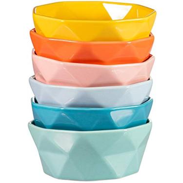 Imagem de Tigelas de sobremesa de ramequins de porcelana – Tigela geométrica segura para forno de cerâmica de 227 g para assar, creme brulee, sobremesa, pudim, sorvete, lanche, suflê, decoração de festa, copos