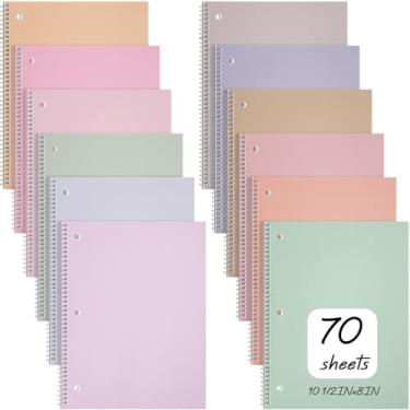 Imagem de Teling 12 cadernos espirais de 1 matéria para trabalho, faculdade, pautado, 20 x 26 cm, caderno de diário espiral com 3 furos, linha de rasgo, 70 folhas, escritório, escola, material de estudo (cor