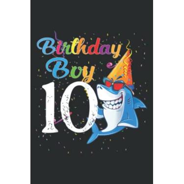 Imagem de 10Th Birthday Boy Shark Family - 10 Year Old Birthday Meme: Lined Notebook: 6" x 9", 100 Pages, Notebook Journal For Lady, Girls And Women. Perfect Possum Blank Lined Notebook Journal Gift Ideas.