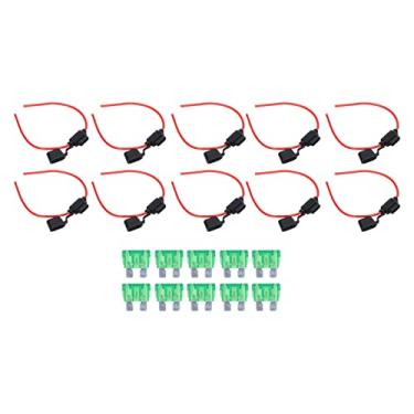 Imagem de Conjunto de 10 Conjuntos de Suporte para Espoleta Em Linha Fuze Em Linha Com Suporte para Espoleta Conjunto de 30A 32V Lâmina Automotiva Resistente Ao (12AWG, 30A)