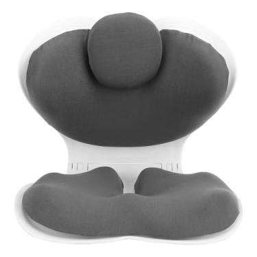 Imagem de Almofada de Apoio Lombar Dobrável para Sentar por Muito Tempo Com Design Ergonômico, Adequada para Escritório, Estudo, Reuniões Familiares, Algodão Plástico para Conforto (Cinza
