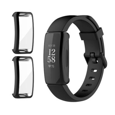 Imagem de Rc-Z Capa protetora de tela para relógio inteligente Fitbit Inspire 3/Inspire 2, pacote com 2 peças de TPU macio ultrafino, capa completa de substituição para Fitbit Inspire 3/Inspire 2, preta