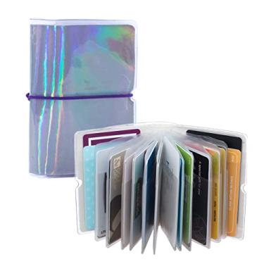 Imagem de Carteira feminina para cartões de crédito e cartões de fidelidade com mini organizador de álbum de fotos, Holographic Silver, one size