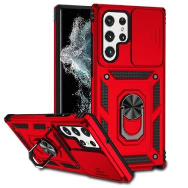 Imagem de Tothedu Capa para Galaxy S22 Ultra/Samsung S22 Ultra 5G SM-S908U com capa deslizante para câmera, anel giratório de 360° integrado com suporte magnético à prova de choque para Samsung Galaxy S22 Ultra