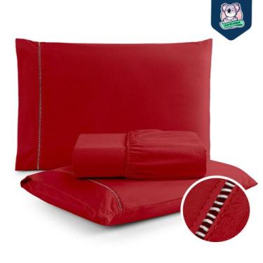 Imagem de Jogo de Lençol King Percal Flex 3 Peças 400 Fios c/ Ponto Palito Super