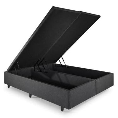 Imagem de Base Box Baú Queen 158x198x42 material sintético Linho Preto - Cama in