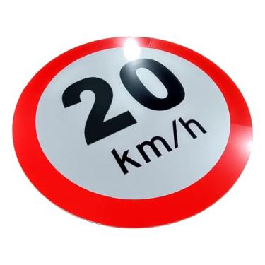 Imagem de Kit 5 Placas de Sinalização, Velocidade, Condomínio, 20km/h, Refletiva, 40cm, em ACM 3mm (alumínio composto)