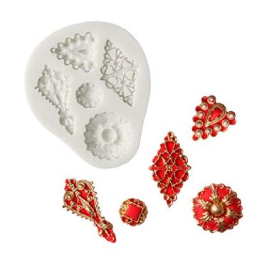 Imagem de Anyana Moldes para assar diamantes mini broche de joias de silicone molde de cabochão ferramentas de decoração de bolo gompaste decoração de cupcake decoração festa resina argila chocolate molde antiaderente fácil de usar